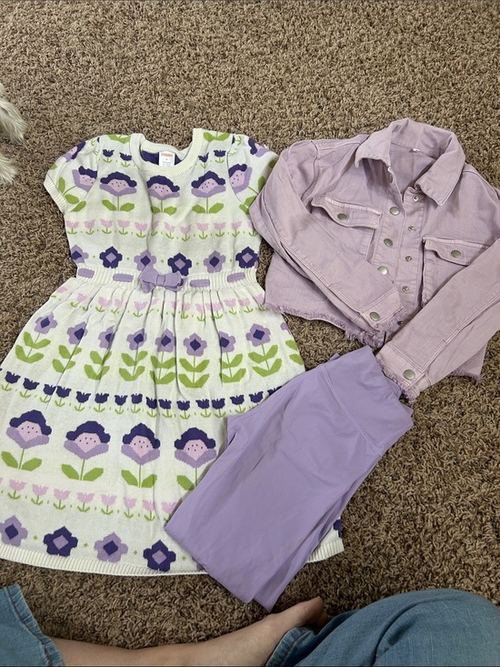 Gymboree Other - Gymboree Lavender Floral Knit Dress with Jacket from Maurice’s and Leggings